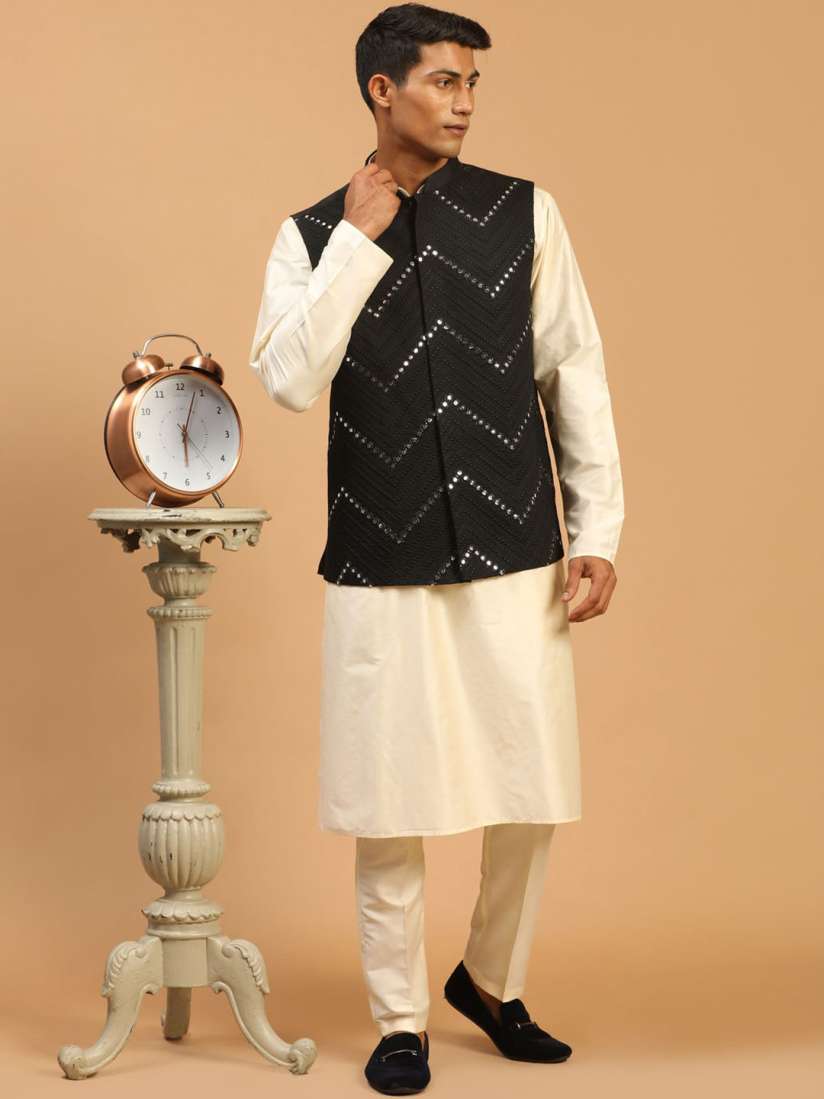 Straight kurta with mirror work jacket new arrivals