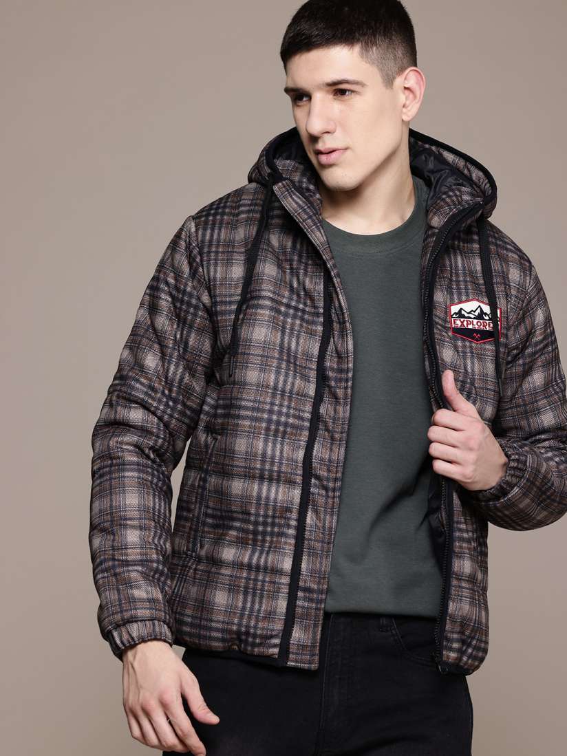 Mens checked padded jacket top