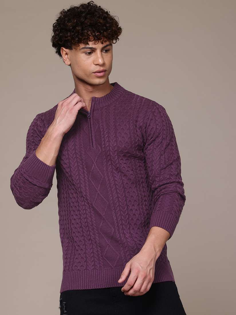 The Roadster Lifestyle Cable Knit Acrylic Pullover