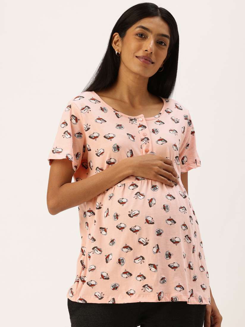 Buy Nejo Print Pure Cotton Maternity Longline Top Tops for Women 29151748 Myntra