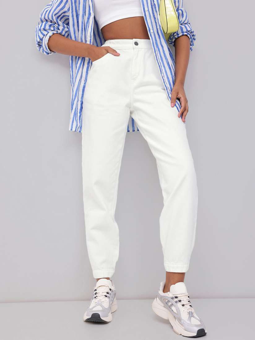 White cotton joggers womens new arrivals