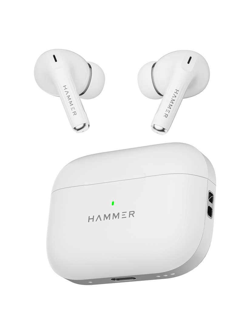 Buy HAMMER White Aero Max TWS Bluetooth Calling Earbuds with ANC and ENC Technology Headphones for Unisex 29157024 Myntra