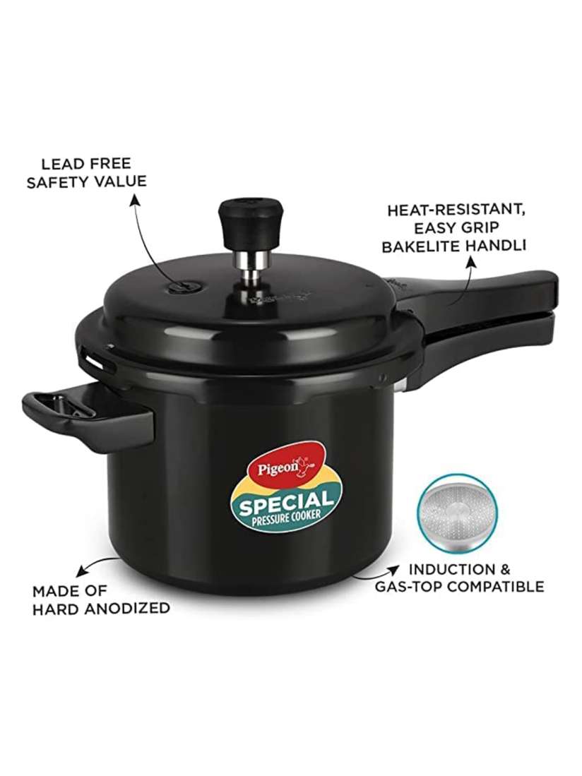 Buy Pigeon Black Hard Anodized Set of 2 Outerlid Induction Pressure Cookers with 1 Lid 2 3 L Pressure Cooker for Unisex 29162850 Myntra