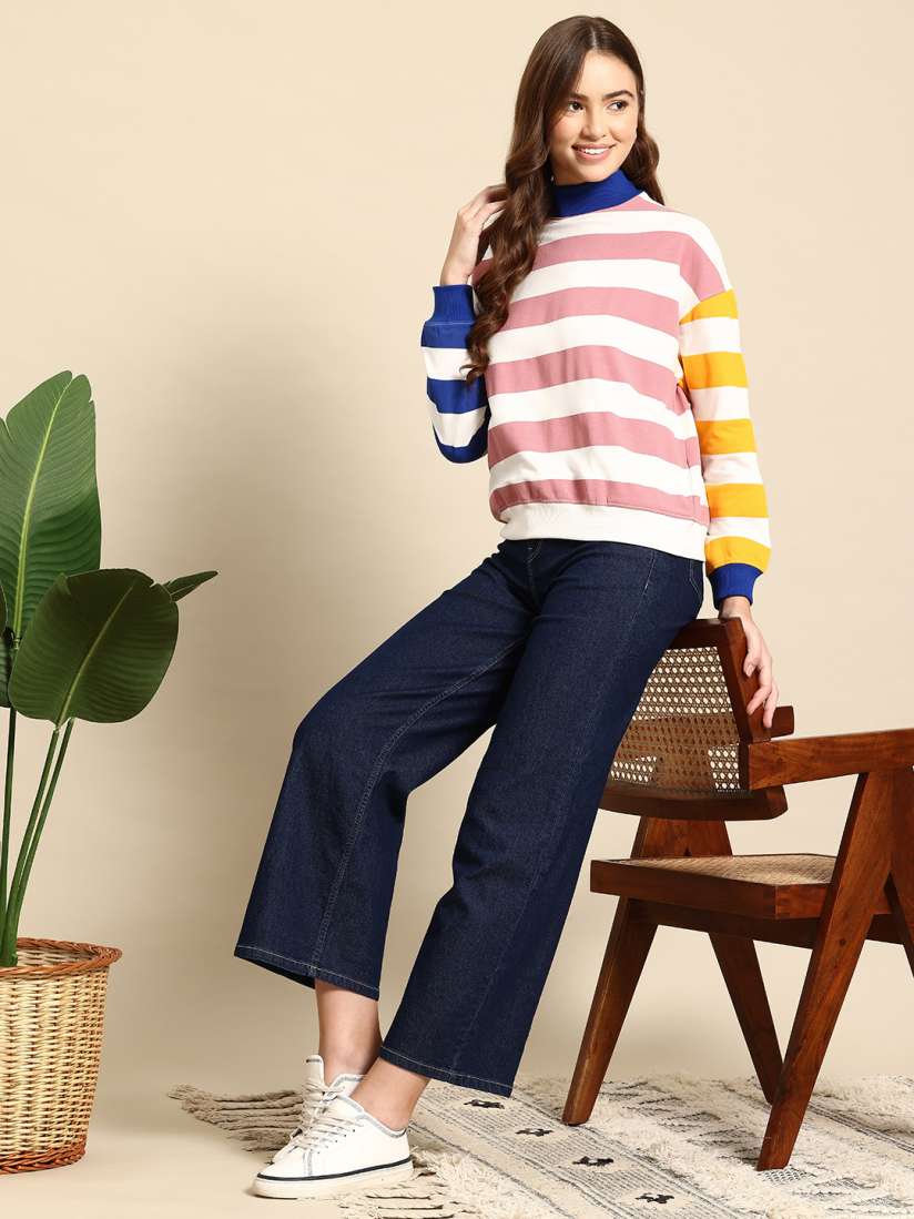 Ladies striped sweatshirts new arrivals