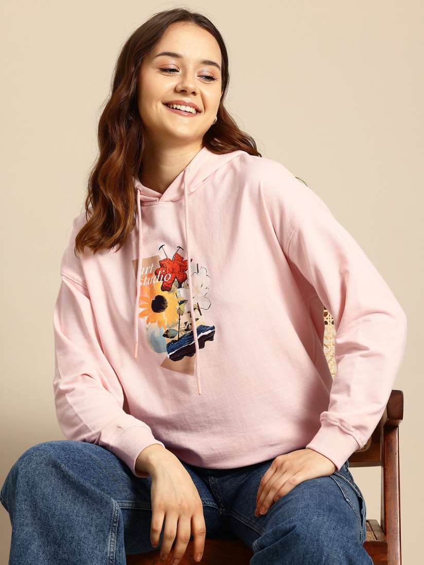 Buy Mast Harbour Printed Hooded Sweatshirt Sweatshirts for Women 29168414 Myntra