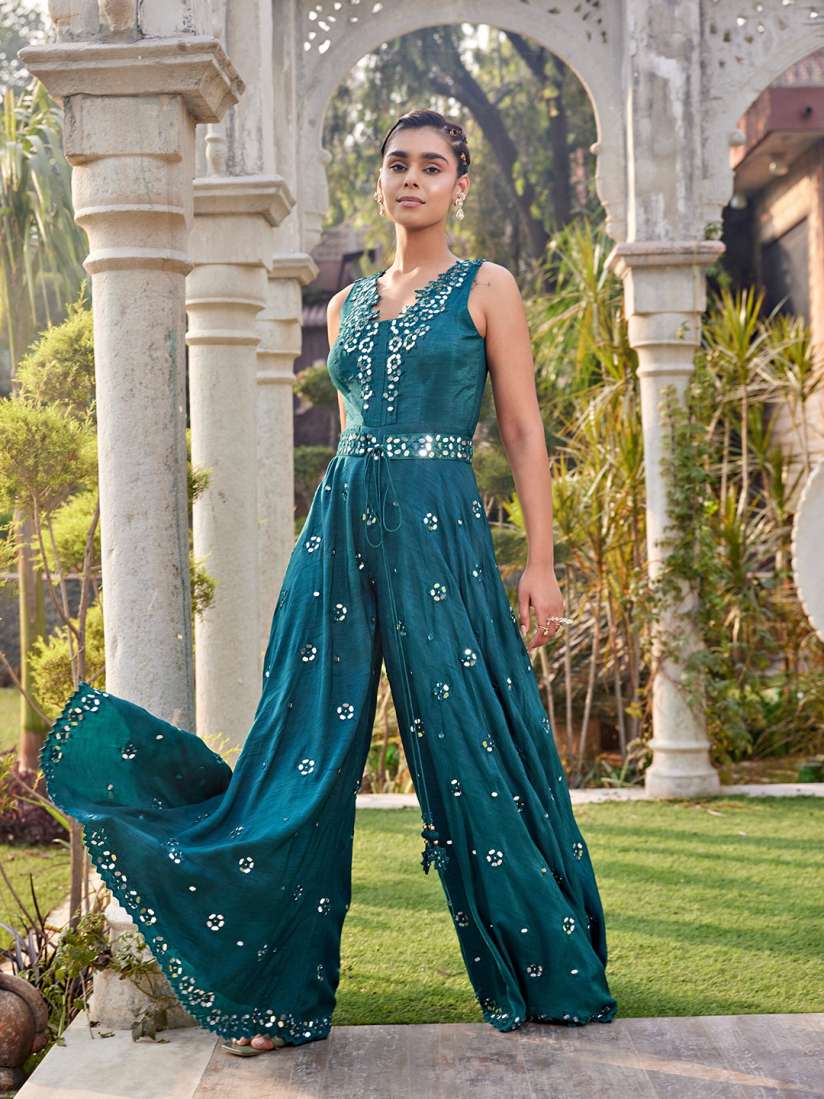 Buy Mehak Murpana Mirror Embellished Culotte Jumpsuit With Belt Jumpsuit for Women 29172116 Myntra