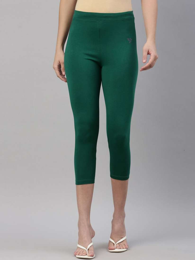 Buy TWIN BIRDS Green solid skinny fit 3 4th Cotton Capri legging Leggings for Women 29174436 Myntra