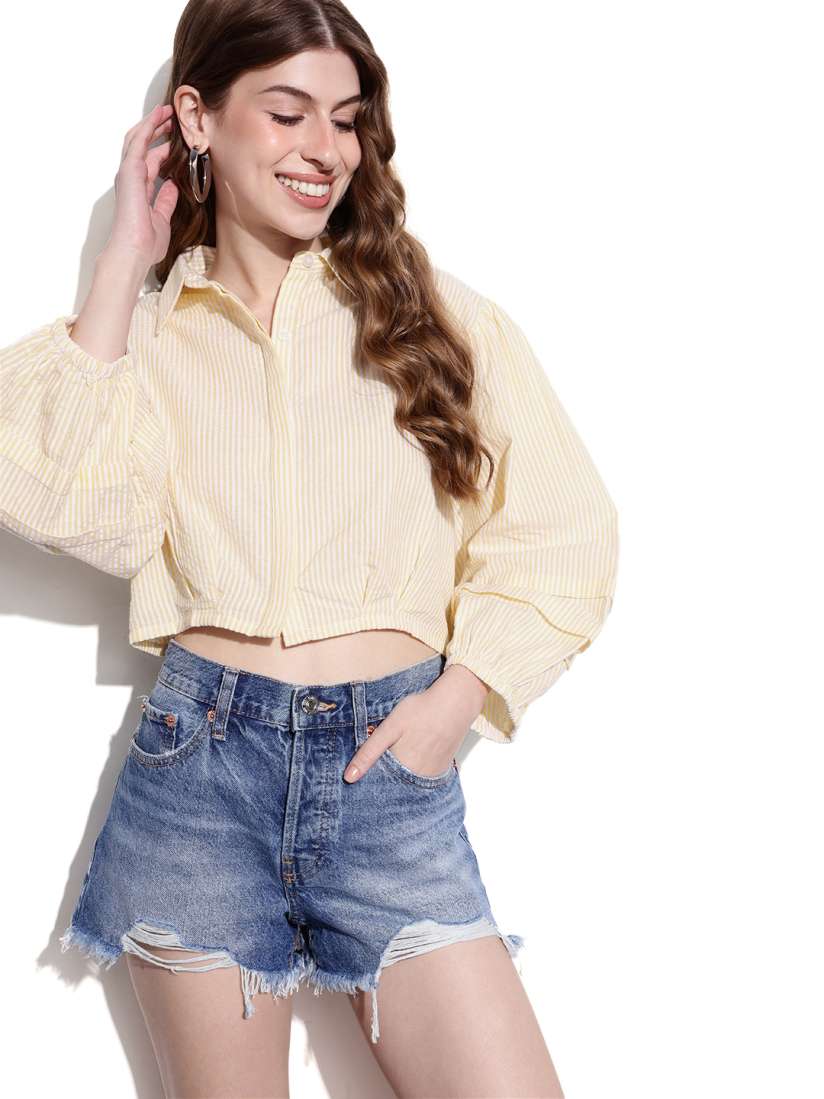 Buy DressBerry Revival Of Vertical Stripes Crop Top Tops for Women 29176992 Myntra