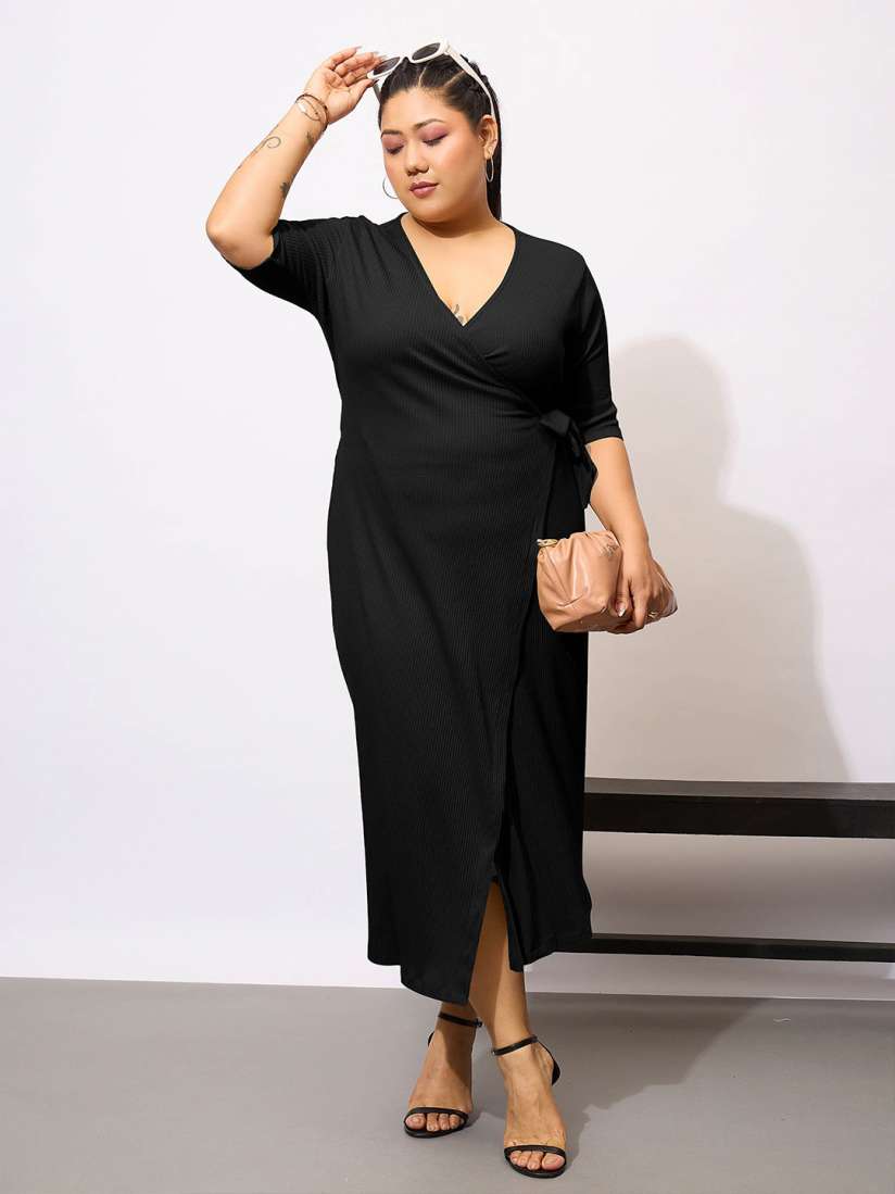 Wrap bodycon midi dress 2025