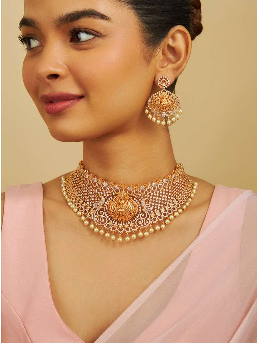 Buy Kushal s Fashion Jewellery Gold Plated CZ Studded Beaded Ethnic Jewellery Set Jewellery Set for Women 29187972 Myntra