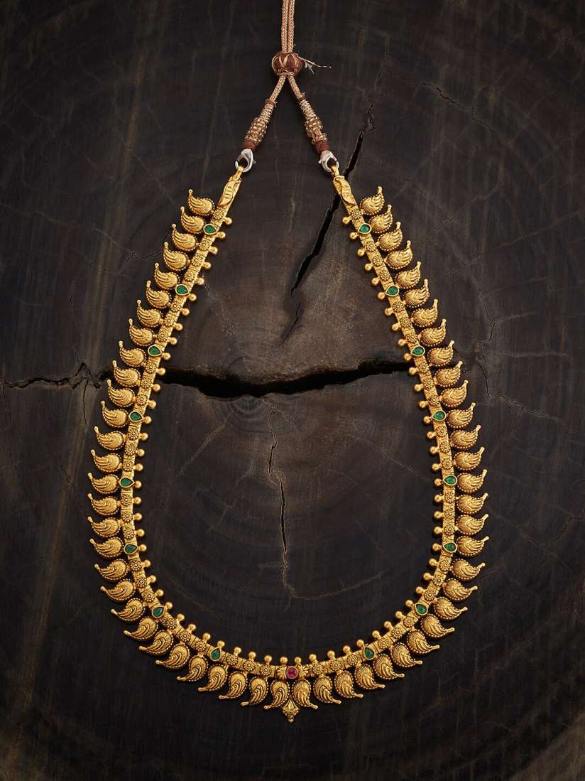 Buy Kushal s Fashion Jewellery Silver Gold Plated Artificial Stones Studded Temple Necklace Necklace and Chains for Women 29188016 Myntra