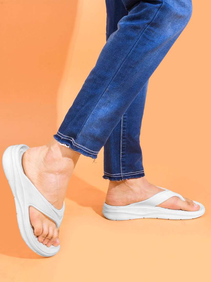 White rubber flip flops cheap