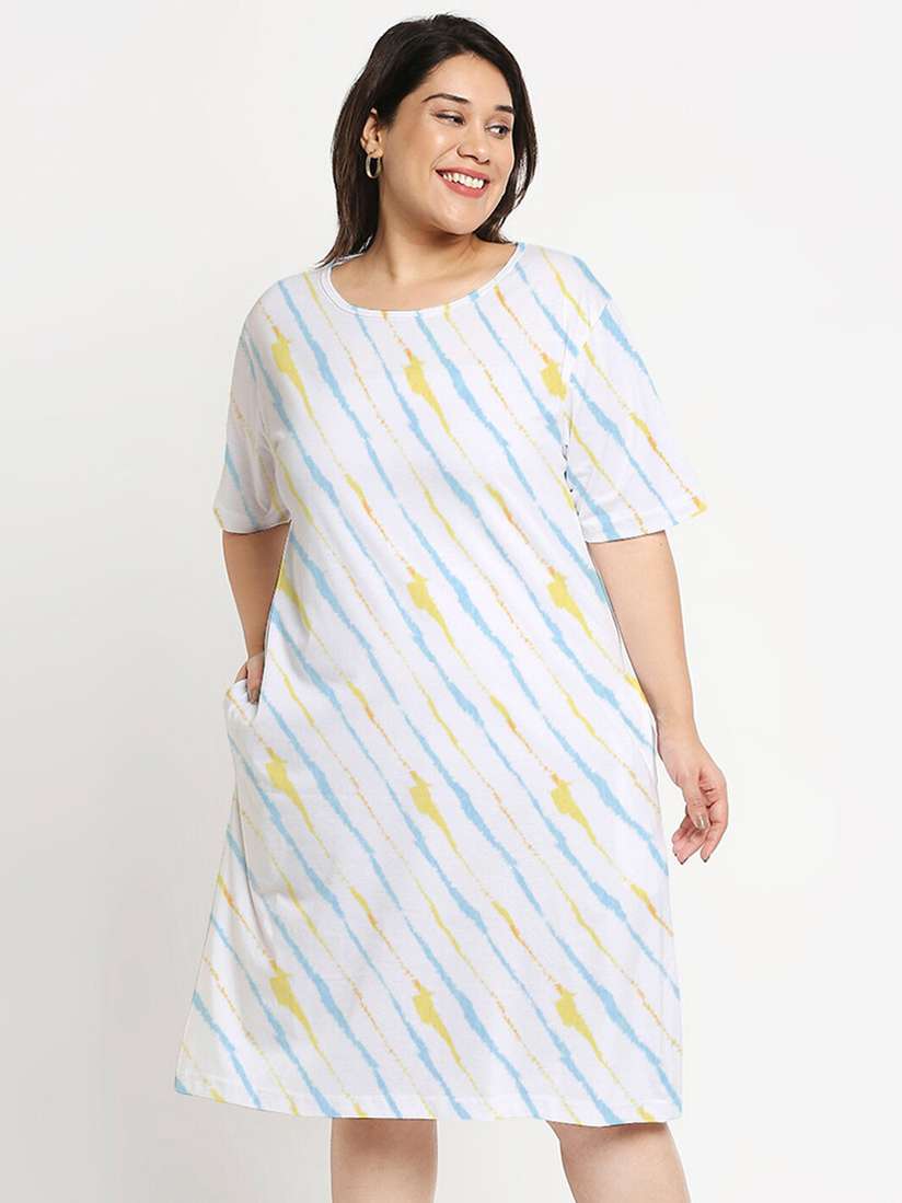 Buy Wear Your Opinion Plus Size Striped Cotton T-shirt Dress
