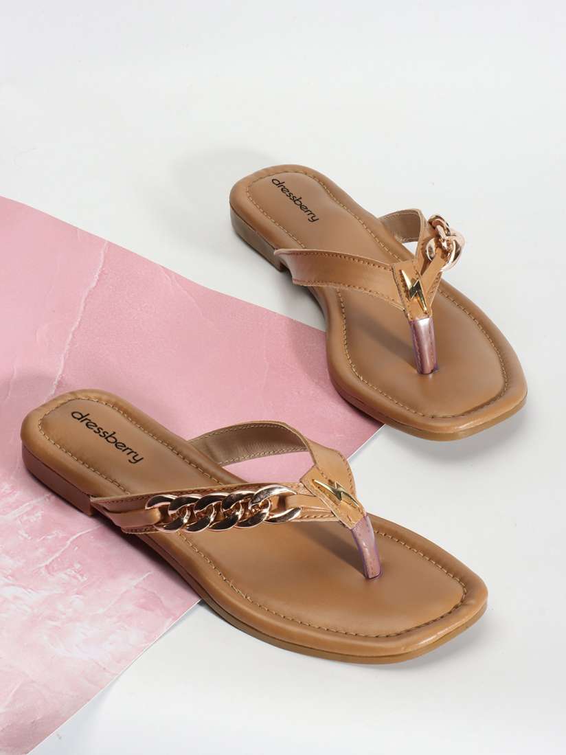 Buy DressBerry Beige Embellished Open Toe Flats Flats for Women 29211052 Myntra