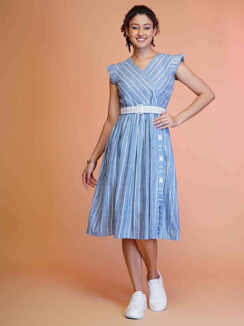 Striped dress myntra discount
