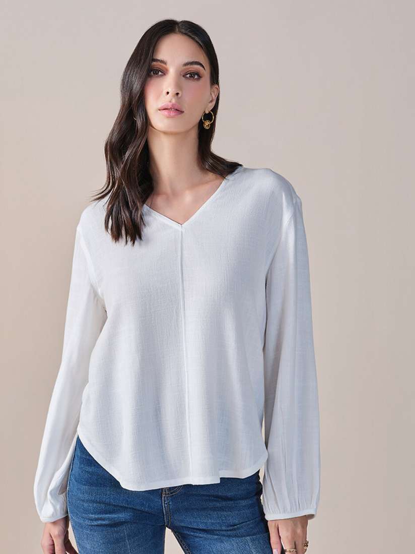 Buy AND V Neck Long Sleeves Top Tops for Women 29216294 Myntra