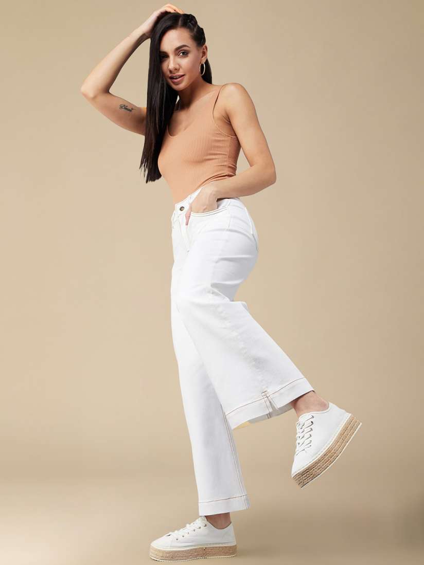 Buy The Roadster Lifestyle Co. Looking Through Fog Women Wide Leg Fit Jeans Jeans for Women 29216862 Myntra