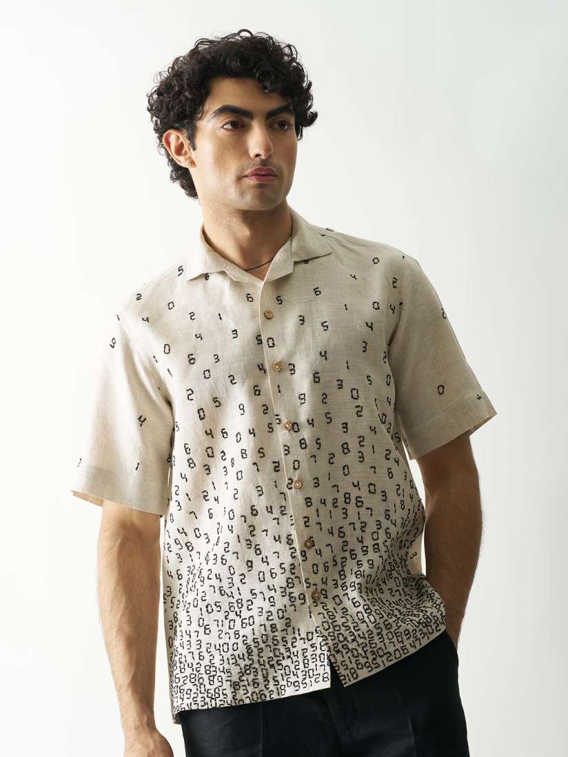 Buy Cultura Studio Comfort Typography Embroidered Linen Shirt Shirts for Men 29217400 Myntra
