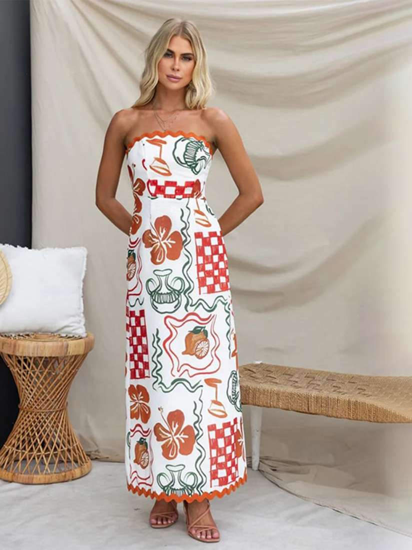 Casual strapless maxi dress cheap