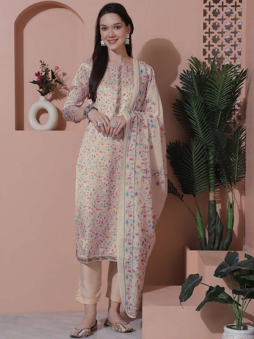 Buy Stylee LIFESTYLE Floral Printed Satin Unstitched Dress Material Dress Material for Women 29226956 Myntra