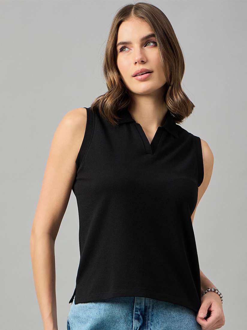 Sleeveless polo t shirts women's hot sale