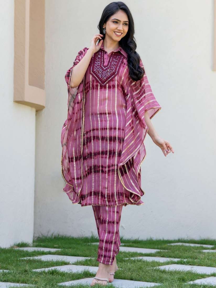 Buy HOUSE OF JAMOTI Embroidered Kaftan Top Trouser Ethnic Co Ord Set Co Ords for Women 29229856 Myntra