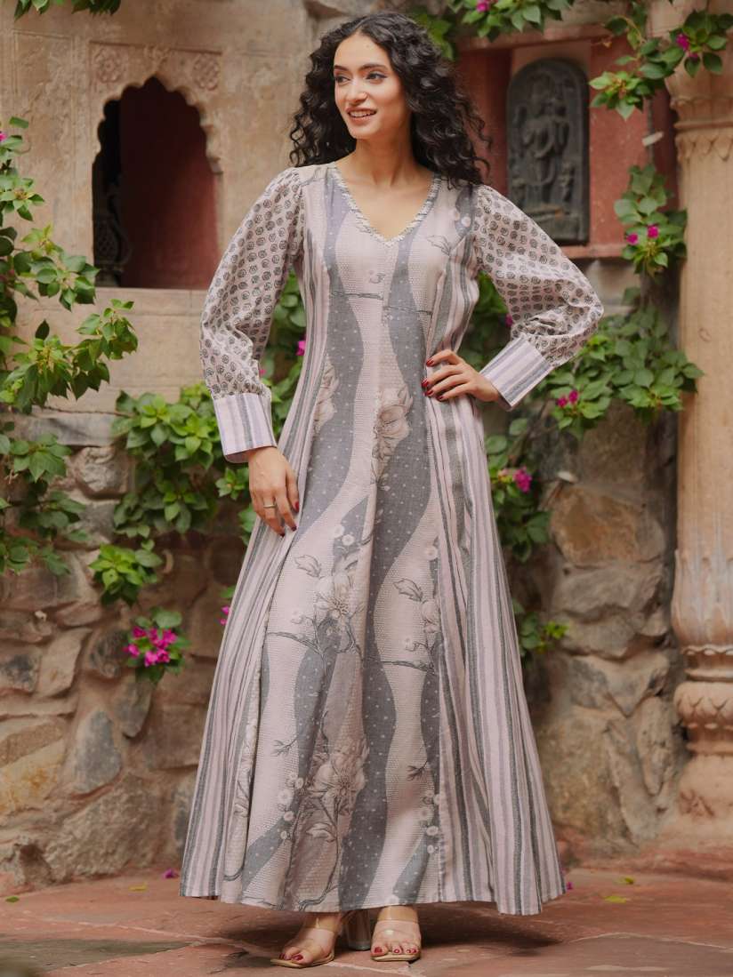 Buy Libas Floral Print V neck Linen Maxi Dress Dresses for Women 29233912 Myntra