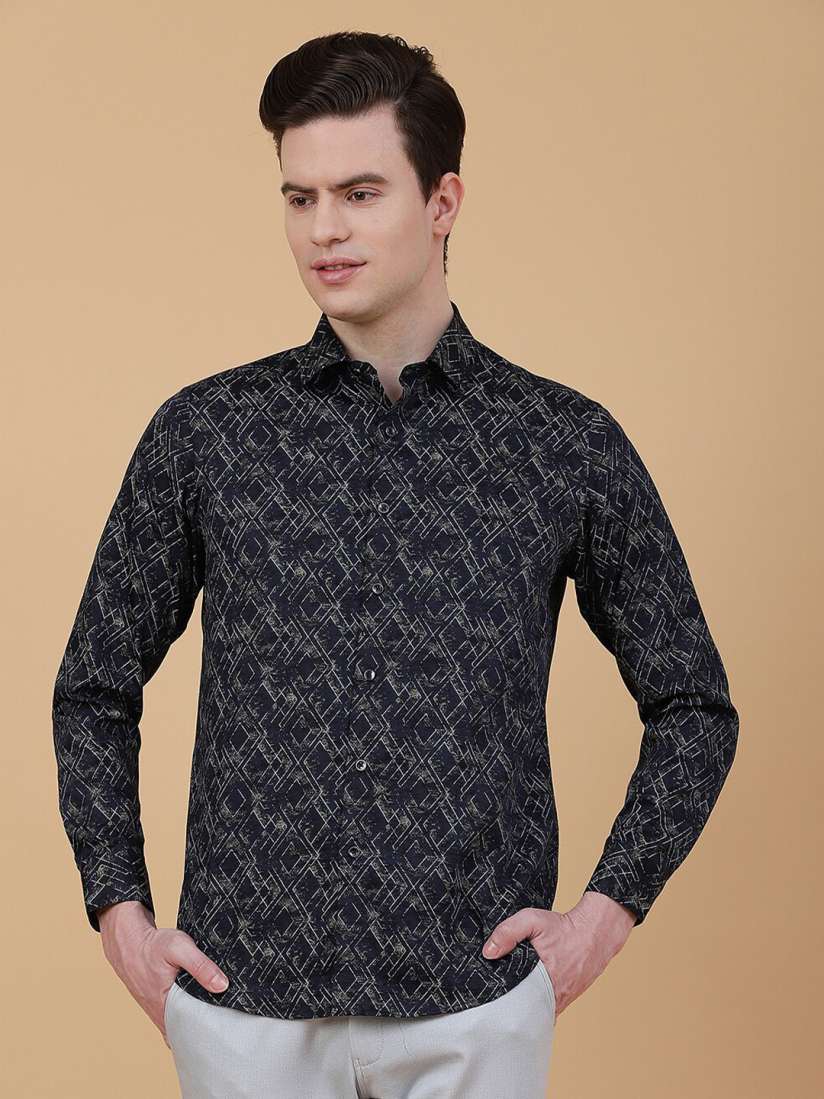 Buy Greenfibre Abstract Printed Slim Fit Opaque Cotton Partywear Shirt Shirts for Men 29244172 Myntra