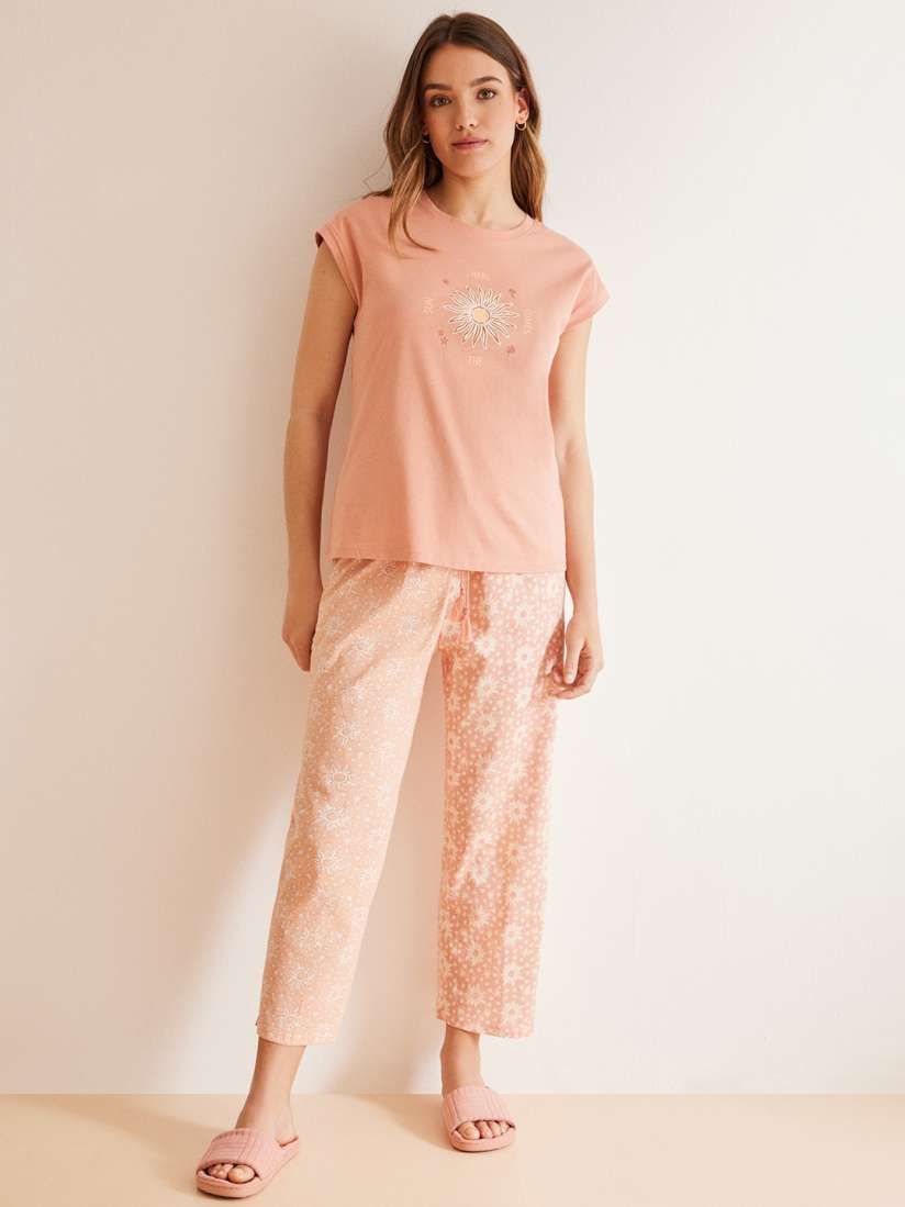 Buy women secret Women Pure Cotton Graphic Printed T shirt And Pyjamas Night suits for Women 29247074 Myntra
