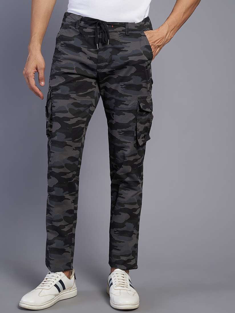 Buy JADE BLUE Camouflage Printed Slim-Fit Cotton Cargo Track Pants - Track  Pants for Men 29247518 | Myntra