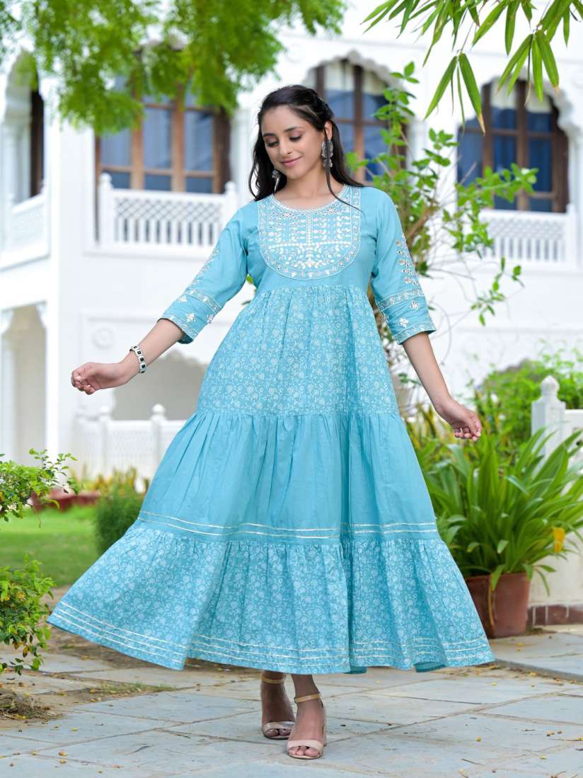 Buy KALINI Embroidered Pure Cotton Maxi Dress Dresses for Women 29252930 Myntra