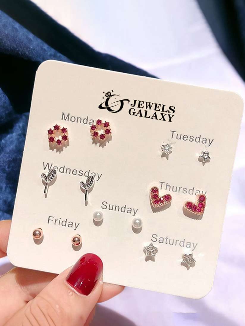 Buy Jewels Galaxy Set Of 7 Gold Plated Crystals Studded Studs Earrings Earrings for Women 29255144 Myntra