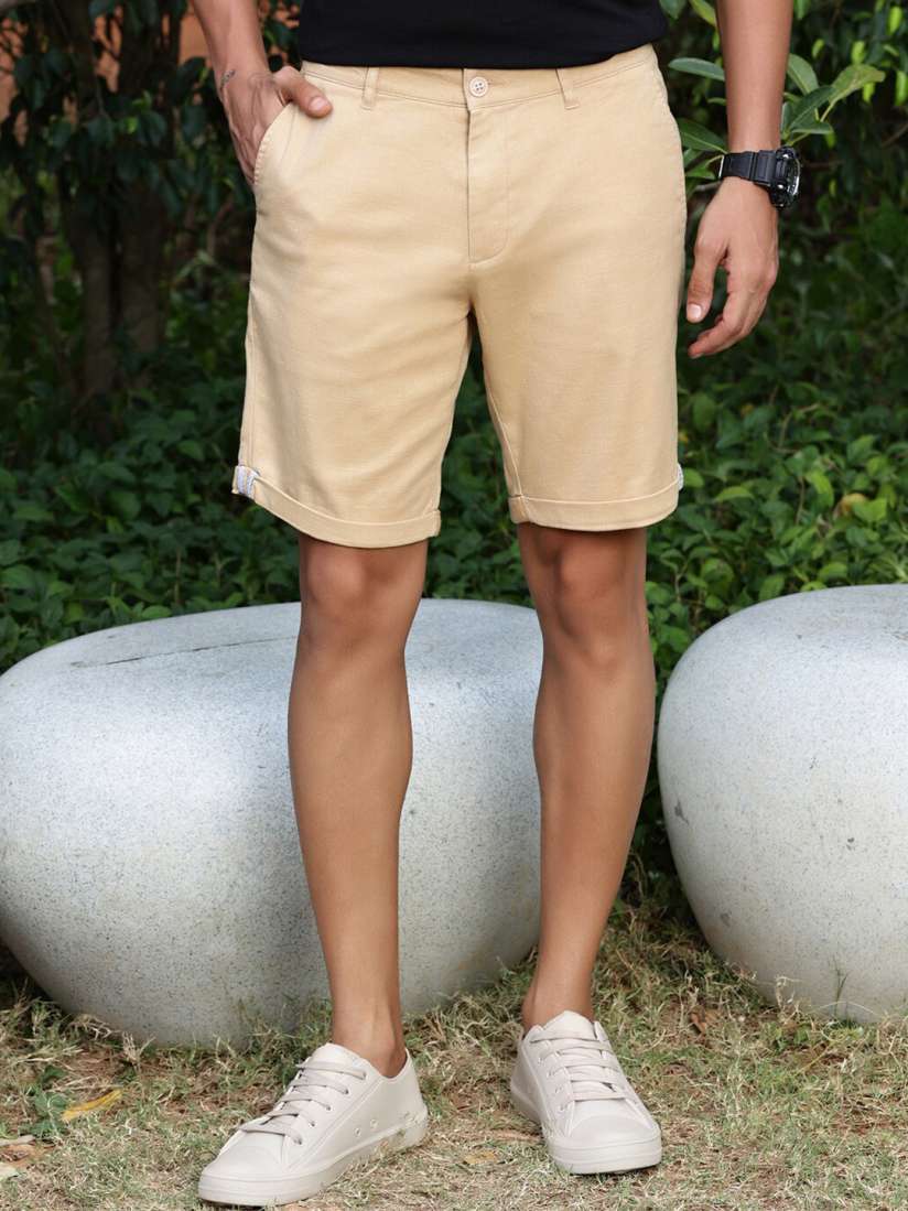 Buy Mast Harbour Men Khaki Slim Fit Linen Shorts Shorts for Men 29262936 Myntra