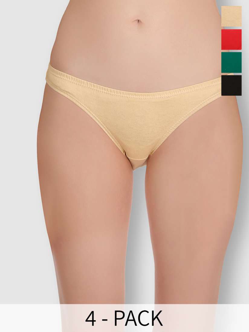 Buy Selfcare Pack of 4 Low Rise Cotton Lycra Solid Panties Bikini Briefs Set SN2465 Briefs for Women 29269924 Myntra