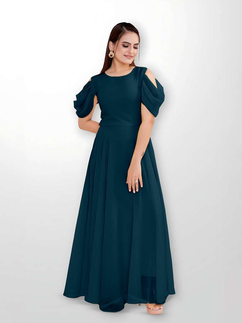 Gown with cold shoulder cheap