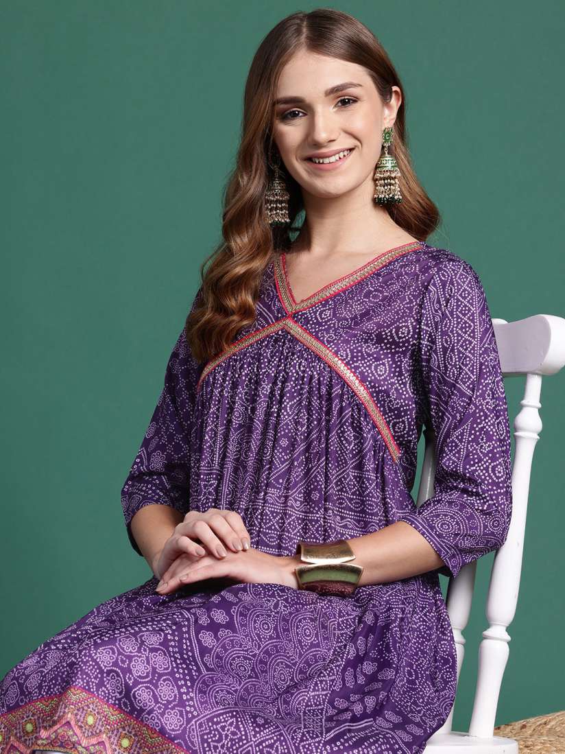 Buy Sangria Geometric Printed Sequinned Kurta Kurtas for Women 29276322 Myntra