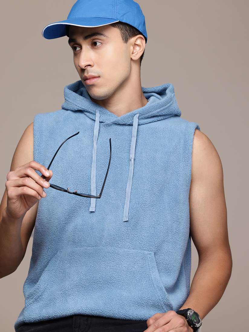 Buy The Roadster Lifestyle Co. Sleeveless Fleece Hooded Sweatshirt Sweatshirts for Men 29276584 Myntra