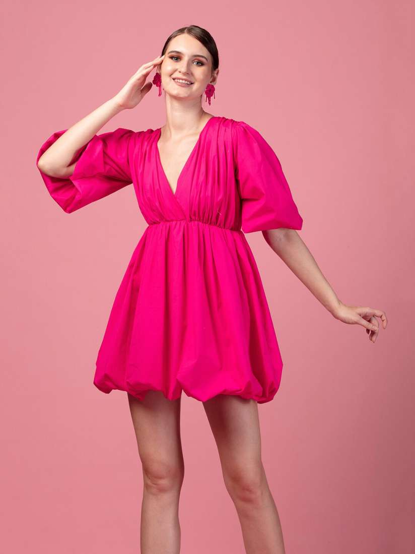 Buy De Novoo Fit Flare Puff Sleeves Cotton Dress Dresses for Women 29280168 Myntra