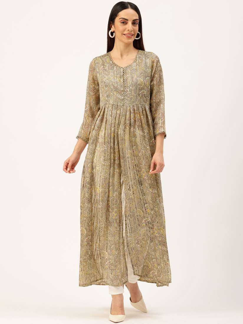 Buy ROVING MODE Floral Print Ethnic Georgette Maxi Longline Top Tops for Women 29284908 Myntra