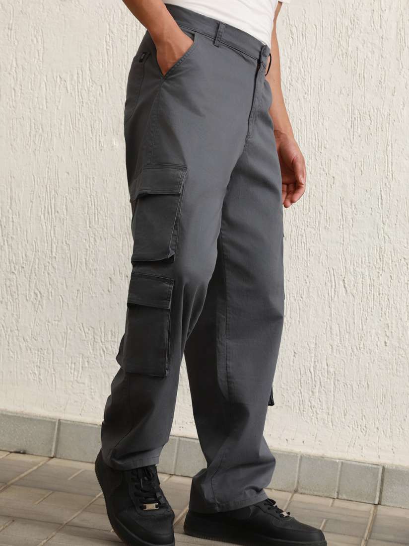Loose fit straight leg cargo pants online