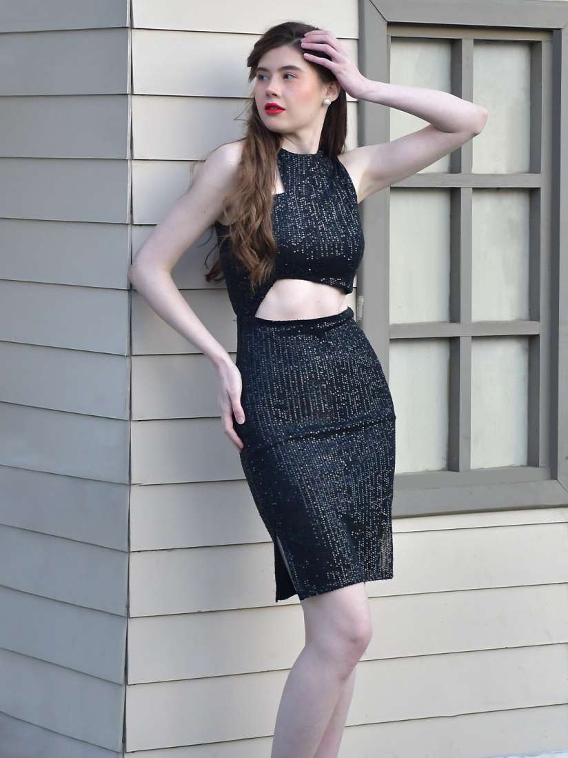 Embellished crop top midi dress new arrivals