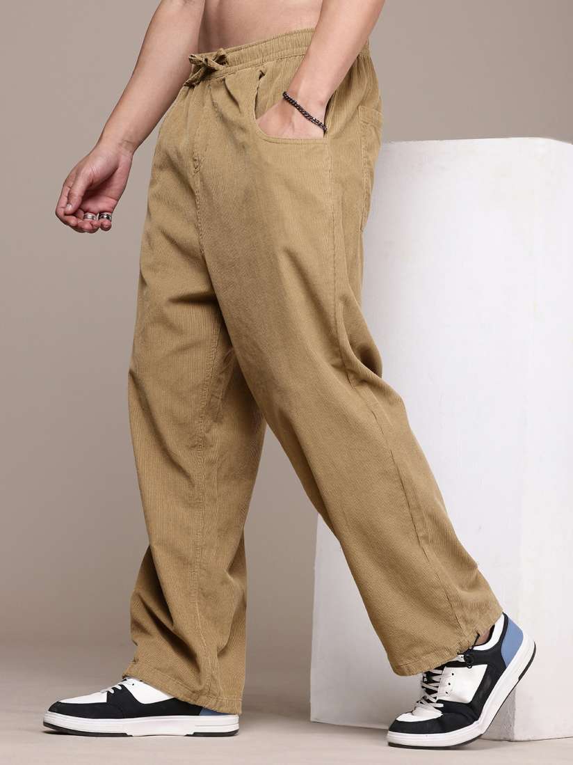 Buy The Roadster Life Co. Men Baggy Fit Corduroy Pure Cotton Trousers Trousers for Men 29300274 Myntra