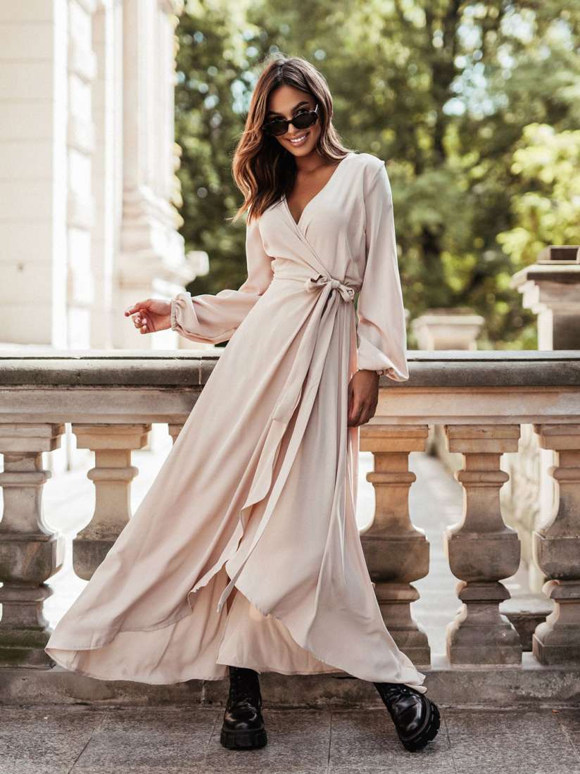 Buy StyleCast V Neck Long Puff Sleeves Wrap Dress Dresses for Women 29307554 Myntra