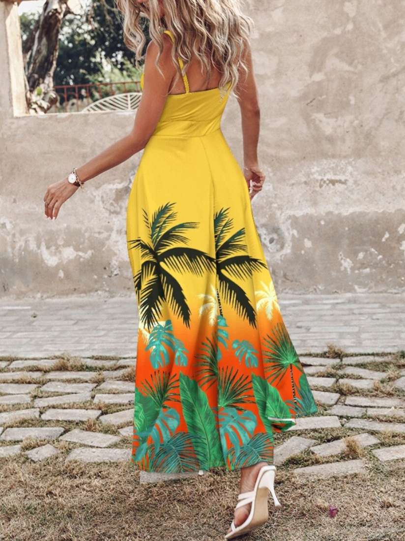 Yellow tropical dress hot sale