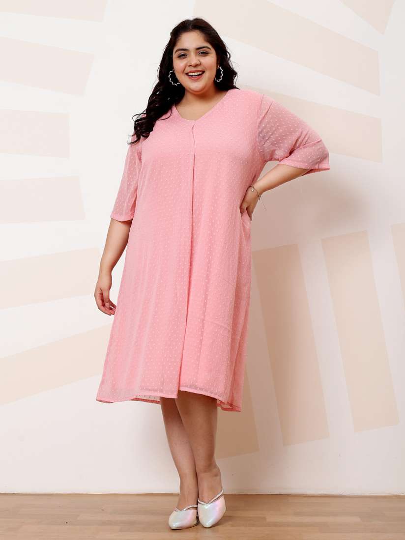 Buy Athena Ample Plus Size Self Design A Line Casual Dress Dresses for Women 29308654 Myntra