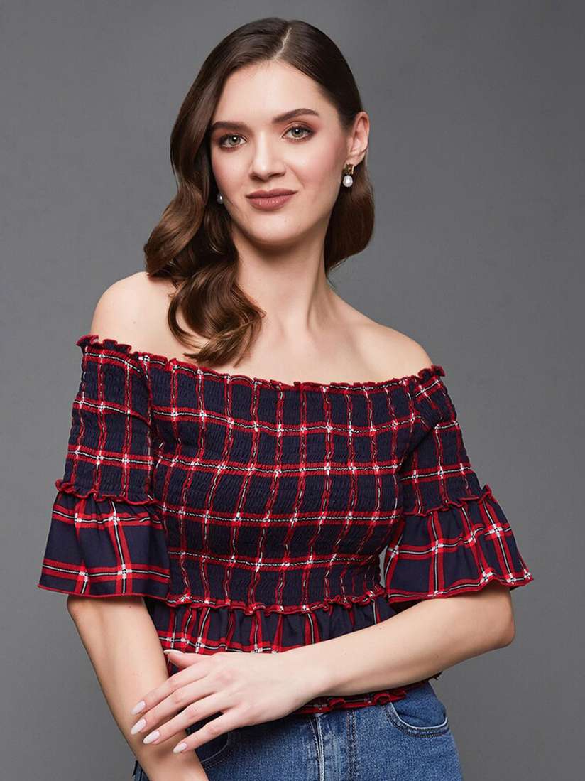 smocked bardot top