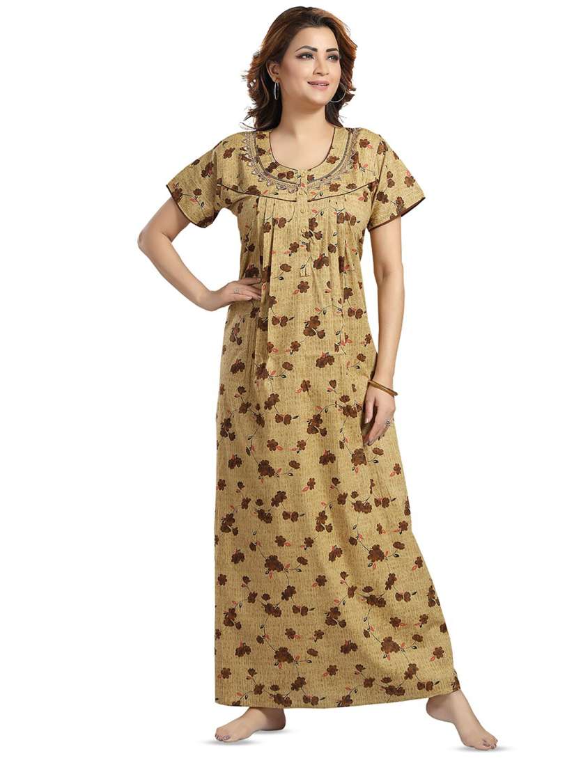 Buy NIGHT QUEEN Printed Pure Cotton Maxi Nightdress Nightdress for Women 29318768 Myntra
