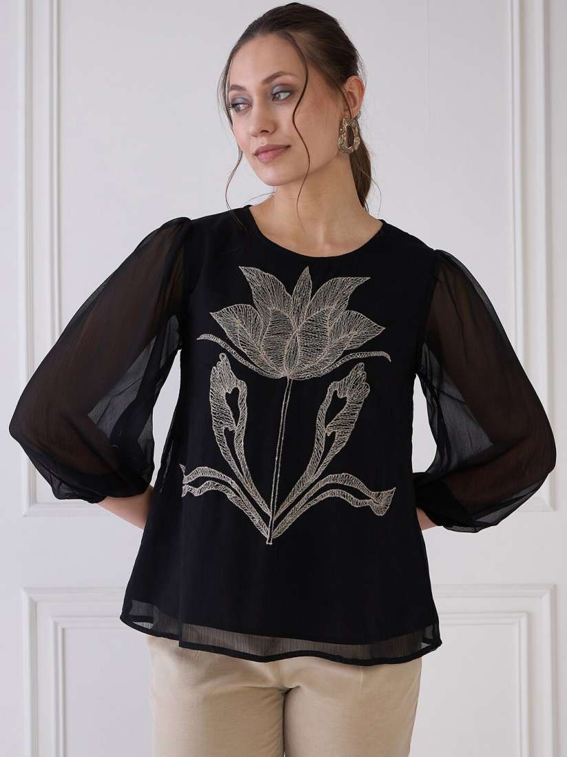 Embellished chiffon top store
