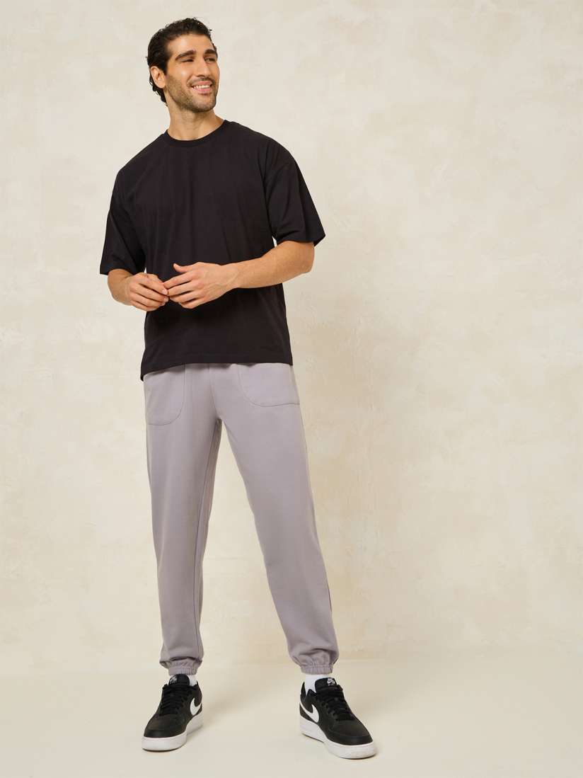 Buy Styli Men Oversized Terry Jogger with Panel Pocket Elasticated Cuff Track Pants for Men 29342328 Myntra