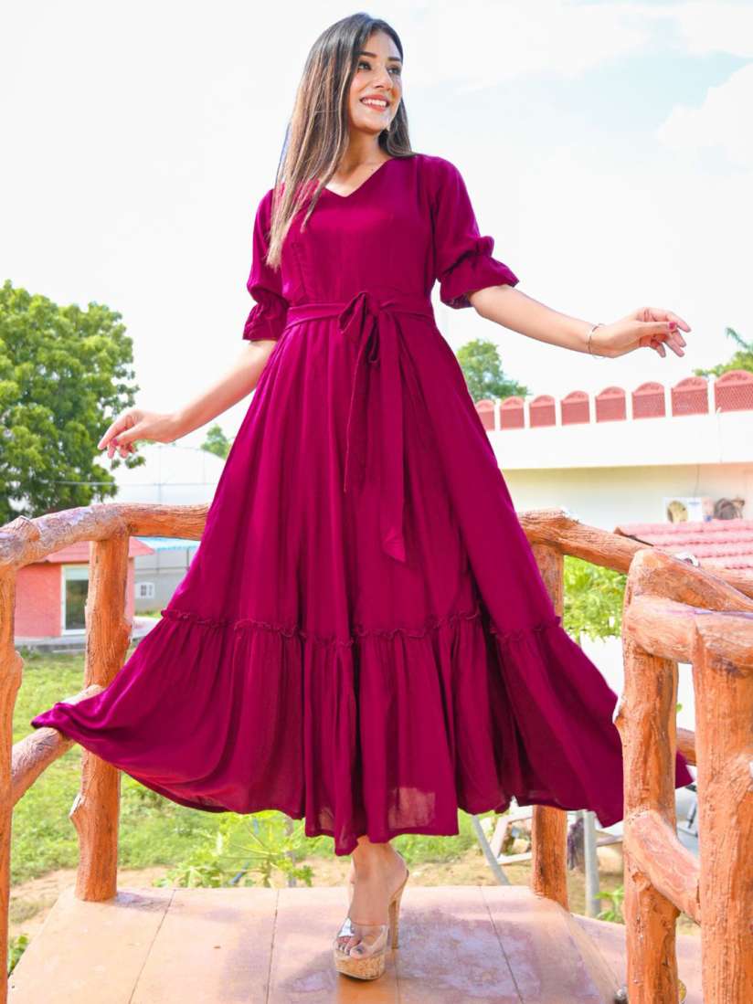 Buy HOUSE OF JAMOTI Empire Maxi Flared Sleeves Cotton Dress Dresses for Women 29347844 Myntra